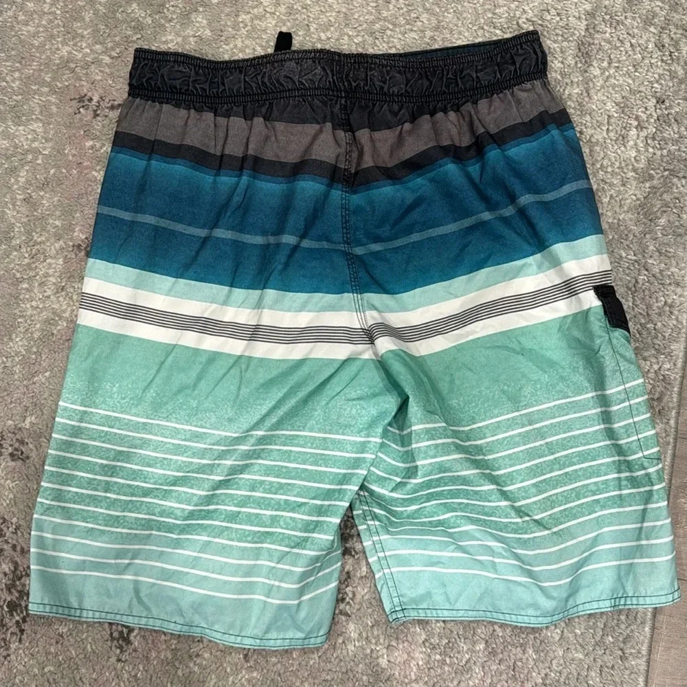 Light Blue Men's Stripe Swim Trunks Board Shorts Sz M